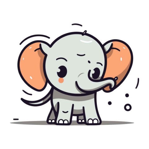 Cute elephant cartoon. Vector illustration. Cute animal characte