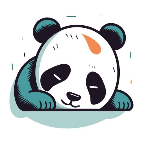 Cute cartoon panda bear. Vector illustration in flat style.