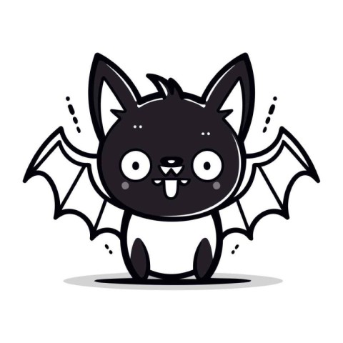 Cute bat cartoon character vector illustration. Cute little bat