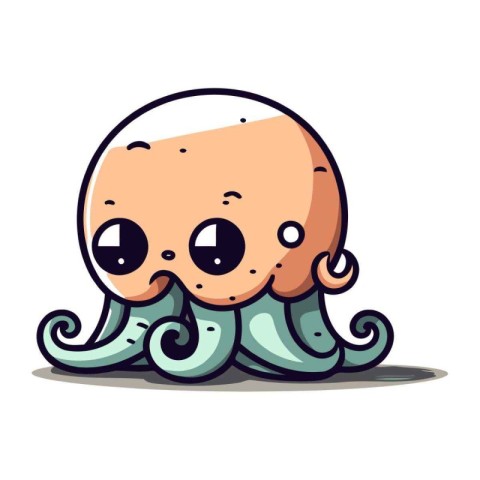 Octopus Cute Cartoon Mascot Character Vector Illustration.