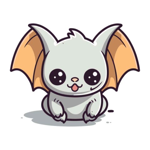 Cute little bat character cartoon vector illustration. Cute cart