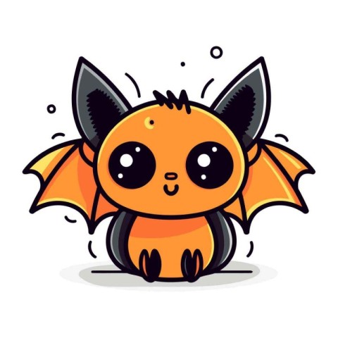 Cute cartoon bat. Vector illustration isolated on a white backgr