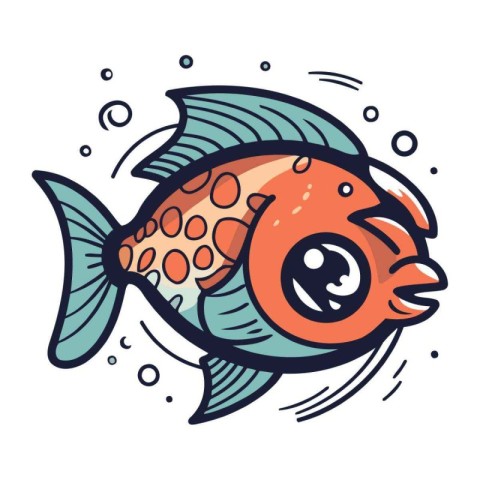 Cartoon fish. Vector illustration isolated on white background.