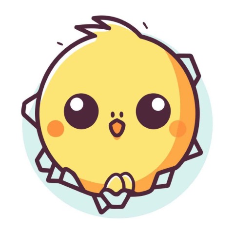 Cute kawaii chicken icon. Vector illustration in cartoon style