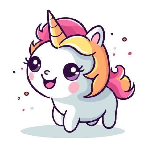 Cute cartoon unicorn. Vector illustration in a flat style isolat