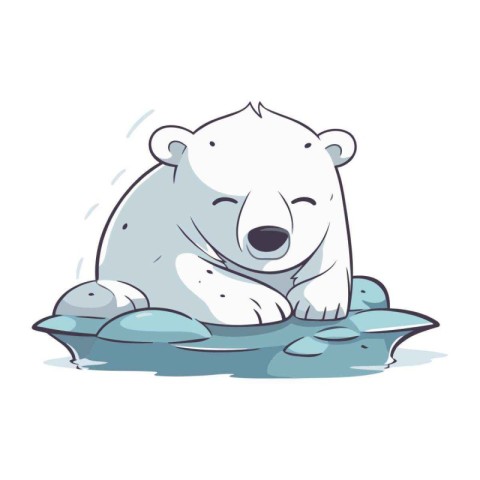 Illustration of a polar bear sitting on a ice floe.