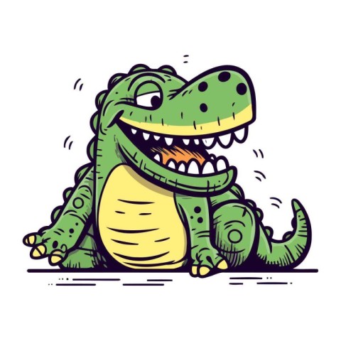 Crocodile vector illustration. Cute cartoon crocodile character.