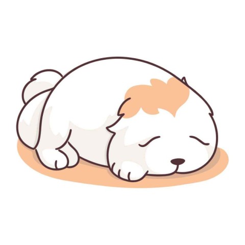 Illustration of a sleeping dog on a white background. Vector ill