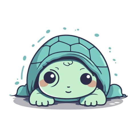 Cute little turtle character. Vector illustration. eps 10.