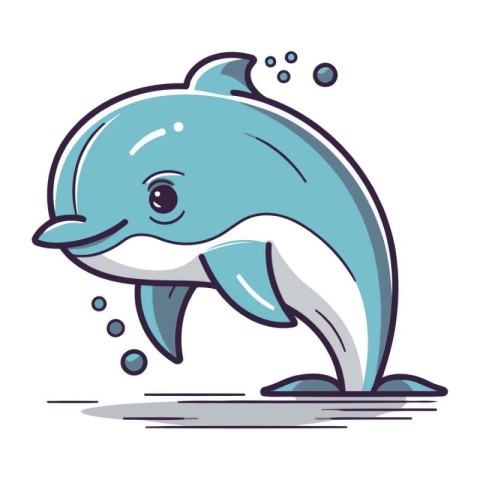 Cute cartoon dolphin. Vector illustration of a cute cartoon dolp