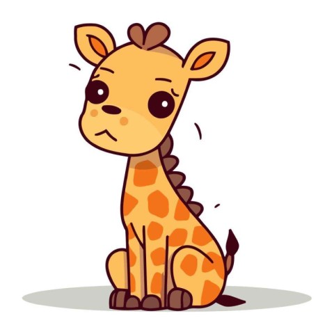 Cute Giraffe Sitting Cartoon Mascot Character Vector Illustratio