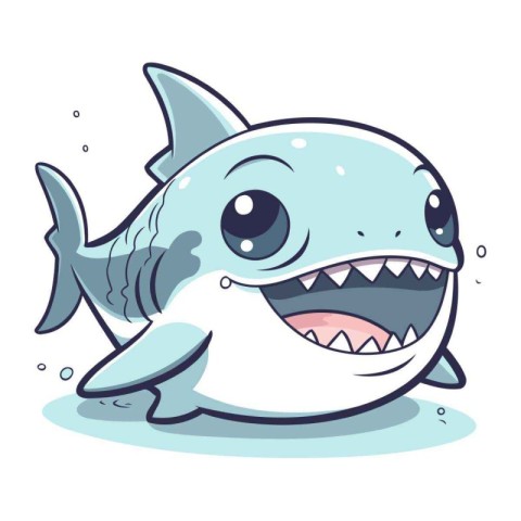 Cute cartoon shark. Vector illustration isolated on a white back