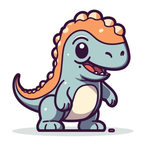 Cute dinosaur cartoon character. Vector illustration in a flat s