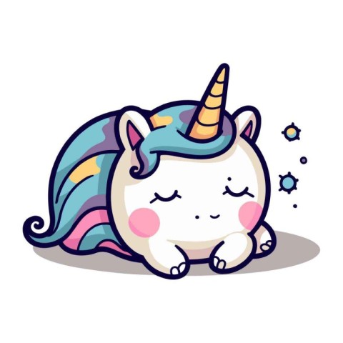 Cute cartoon unicorn. Vector illustration isolated on a white ba