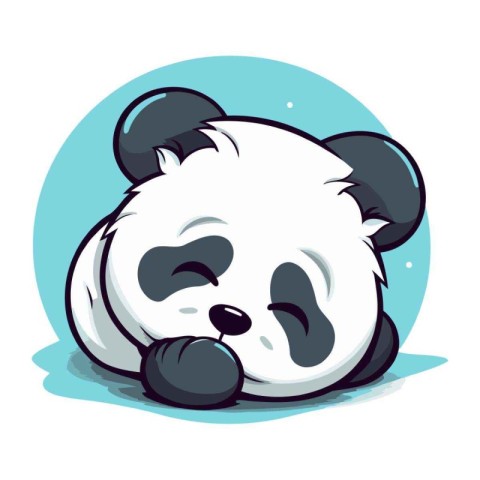 Panda sleeping on a pillow. Vector illustration on white backgro