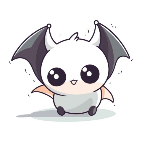 Cute cartoon bat. Vector illustration. Isolated on white backgro