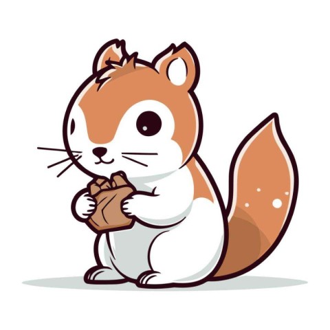 Squirrel with a nut. Vector illustration on a white background.