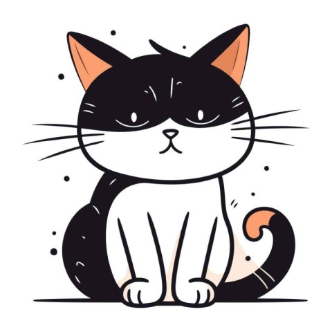 Cute cartoon cat sitting on a white background. Vector illustrat