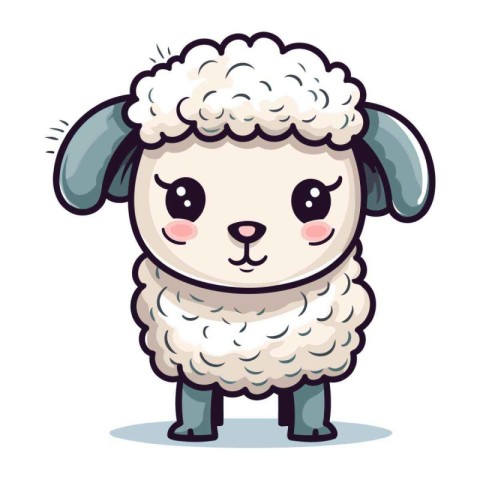 Cute sheep cartoon character. Vector illustration isolated on wh