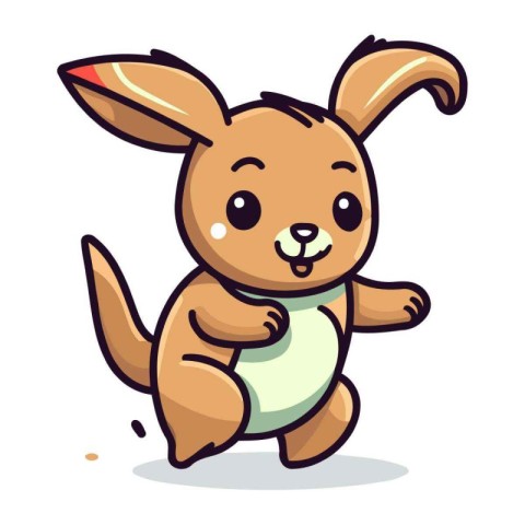 Cute kangaroo cartoon character vector illustration. Cute kangar