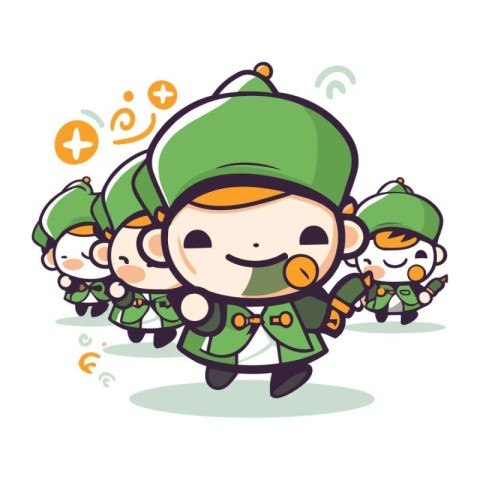 Leprechauns and elves. Cute cartoon vector illustration.