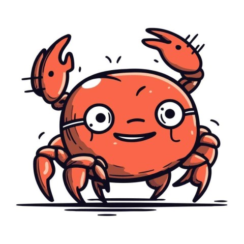 Cute cartoon crab. Vector illustration. Isolated on white backgr