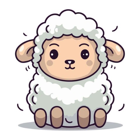 Cute sheep cartoon character. Vector illustration of a cute shee