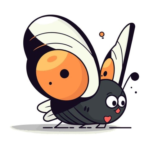 Cute cartoon butterfly. Vector illustration isolated on a white