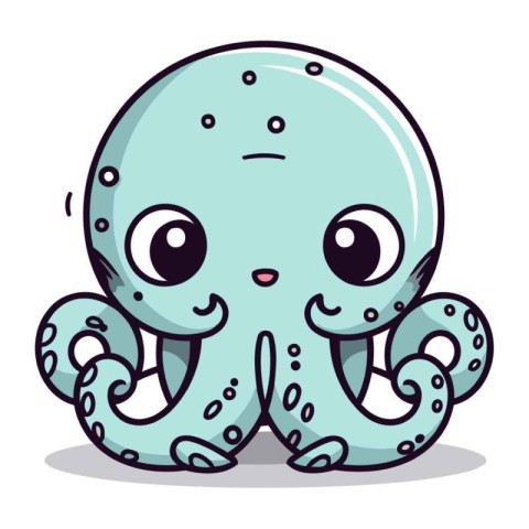 Octopus cute cartoon character vector illustration. Funny octopu