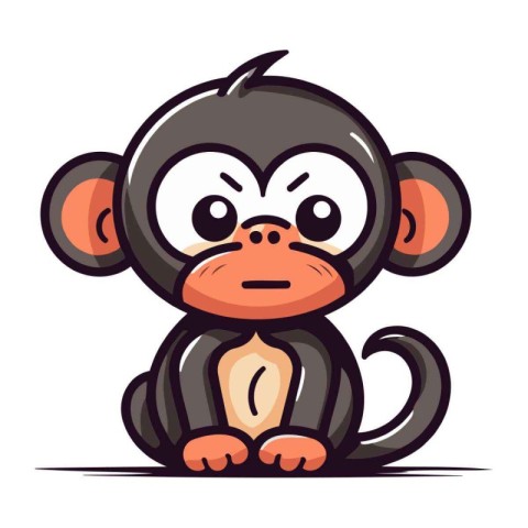 Cute cartoon monkey on white background. Vector illustration. Is