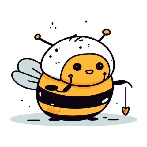 Cute cartoon bee. Vector illustration. Isolated on white backgro