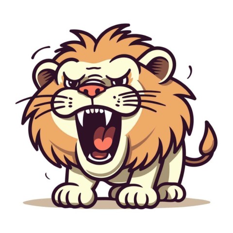 Lion Cartoon Mascot Illustration Isolated on White Background