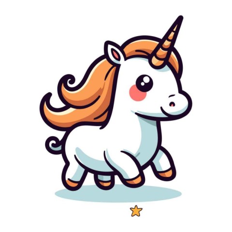 Unicorn vector illustration. Cute cartoon pony isolated on white