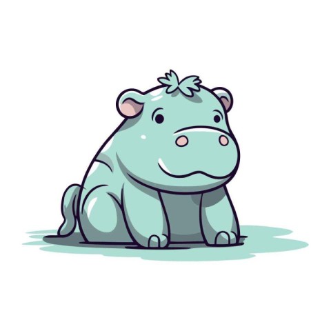 Cute hippo. Cartoon vector illustration isolated on white backgr