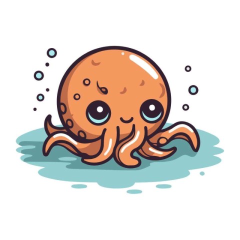 Cute cartoon octopus. Vector illustration isolated on white back