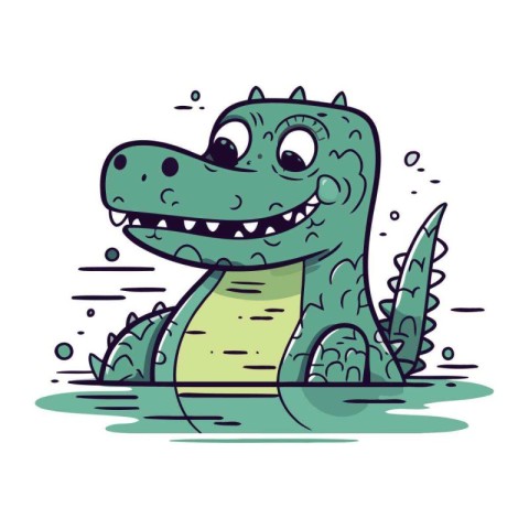 Cute cartoon crocodile vector illustration. Cute crocodile.