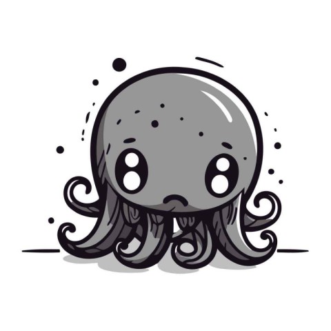 Cartoon cute octopus. Vector illustration of a cartoon octopus.