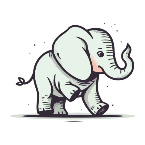 Cute cartoon elephant isolated on a white background. Vector ill