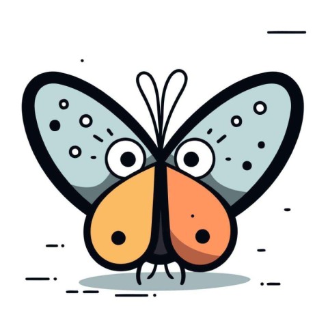 Cute butterfly with eyes and wings. Vector illustration in carto