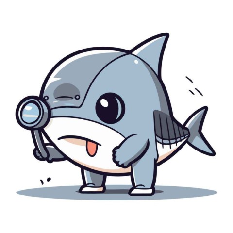 Cute Shark Cartoon Mascot Character. Vector Illustration.