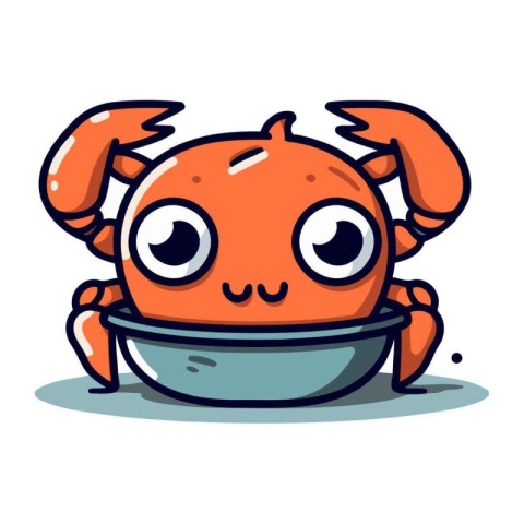 Cute crab cartoon character. Vector illustration isolated on whi