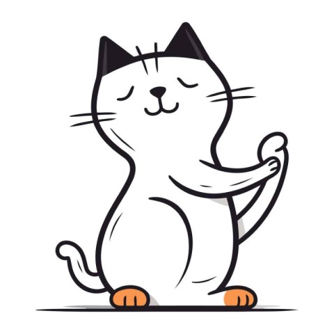 Cute cartoon cat isolated on a white background. Vector illustra