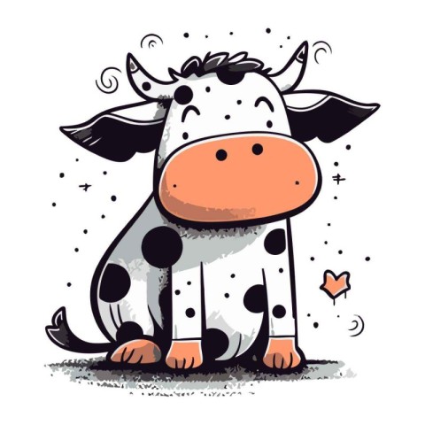 Cute cartoon cow. Vector illustration. Isolated on white backgro