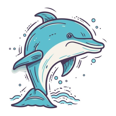 Dolphin vector illustration. Hand drawn dolphin doodle icon.