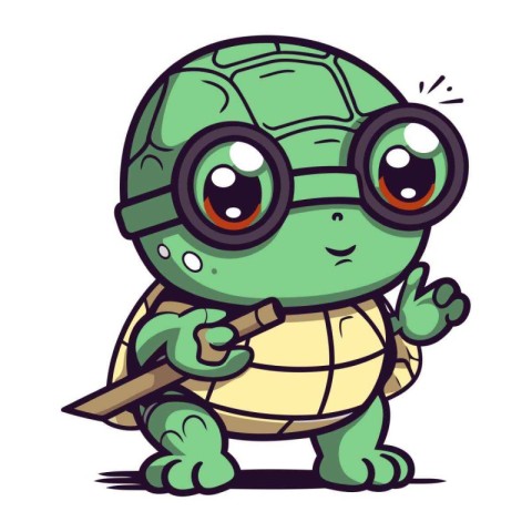 Cute Turtle Cartoon Mascot Character. Vector Illustration.