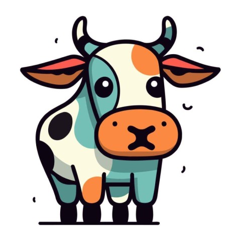 Cute cartoon cow. Farm animal. Vector illustration in flat style