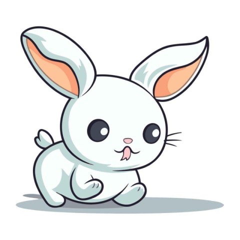 Cute white bunny character. Vector illustration. Cartoon style i