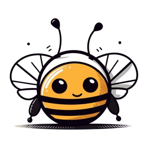 Cute cartoon bee. Vector illustration. Isolated on white backgro