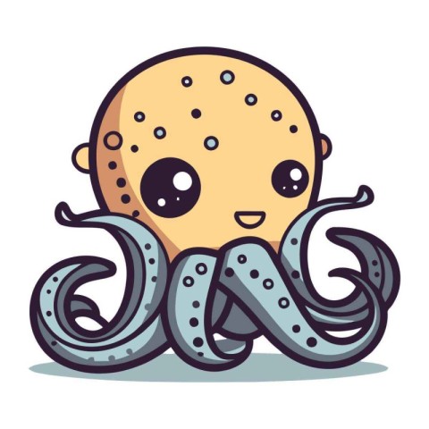 Octopus cartoon character. Cute and kawaii. Vector illustration