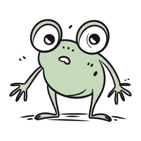 Funny cartoon frog. Vector illustration isolated on a white back